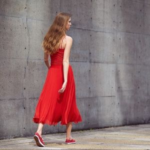 Small Artizia Red Pleated Long Skirt